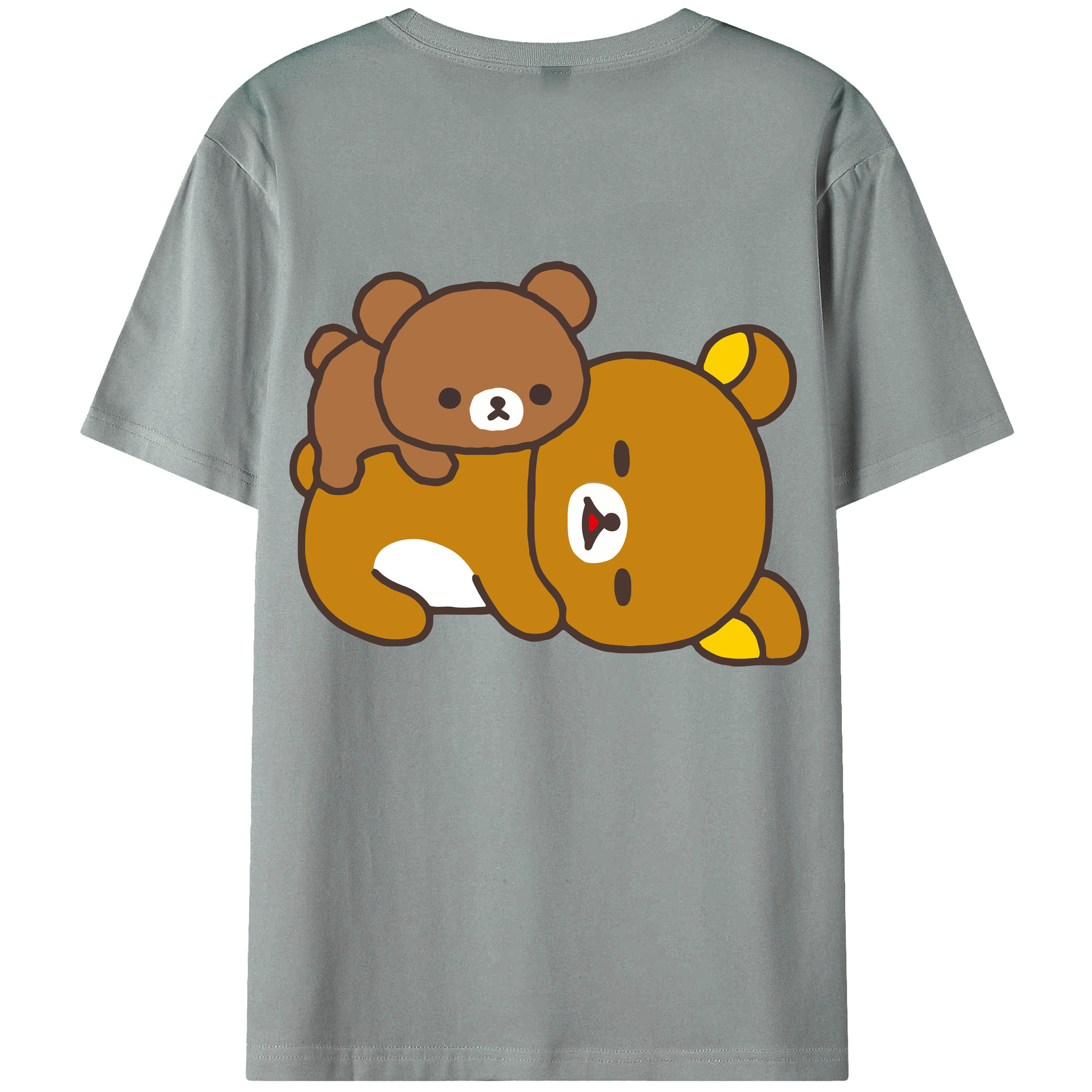 （画像用） リラックマ リラックマ キイロイトリ Rilakkuma Korilakkuma Kiiroitori 綿100％ メンズ半袖Tシャツ（バックプリント） 通気性